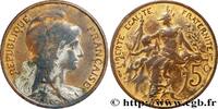 FRANCE 5 centimes Daniel-Dupuis, argenté et doré III REPUBLIC 1916 (25mm, 4,96g, 6h) -