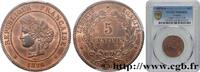 FRANCE 5 centimes Cérès III REPUBLIC Paris 1876 (25mm, 5g, 6h) -