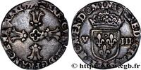 FRANCE Huitième d'écu, croix feuillue de face HENRY IV Bayonne 1597 (24mm, 4,78g, 8h) -