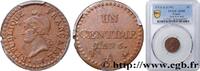 FRANCE Un centime Dupré, 6 normal DIRECTOIRE Paris 1798 (18mm, g, 7h) -