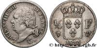 FRANCE 1/4 franc Louis XVIII LOUIS XVIII Lille 1823 (15,02mm, 1,20g, 6h) -