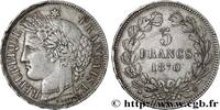FRANCE 5 francs Cérès, sans légende GOUVERNEMENT DE LA DÉFENSE NATIONALE Bordeaux 1870 (37mm, 25,07g, 6h) -