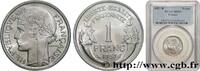 FRANCE 1 franc Morlon, légère IV REPUBLIC Beaumont-Le-Roger 1957 (22,98mm, 1,30g, 6h) -