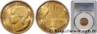 FRANCE 10 francs Guiraud IV REPUBLIC Beaumont-Le-Roger 1953 (20mm, 3g, 6h) -