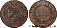 FRANCE 5 centimes Cérès III REPUBLIC Paris 1881 (25mm, 5,02g, 6h) -