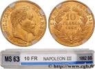 FRANCE 10 francs or Napoléon III, tête laurée SECOND EMPIRE Strasbourg 1862 (19mm, 3,2g, 6h) -