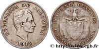 COLOMBIA 50 Centavos emblème Simon Bolivar COLOMBIA Birmingham 1915 (30mm, 12,30g, 6h) -