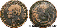 CAMBODIA 10 Centimes, frappe locale coin du revers casse CAMBODIA Atelier local 1860 (30mm, 8,96g, 7h) -
