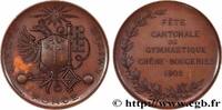 FRANCE Médaille, Fête cantonale de gymnastique SUISSE - CONFÉDÉRATION HELVÉTIQUE Suisse, Chêne-Bougeries 1902 (45mm, 42,64g, 12h) -