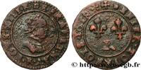 FRANCE Denier tournois au col plat, type de Villeneuve LOUIS XIII Saint-André de Villeneuve-lès-Avignon 1618 (17mm, 1,06g, 6h) -