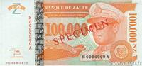 ZAIRE 100000 Nouveaux Zaïres Spécimen ZAIRE 100000 Nouveaux Zaïres Spécimen 1996 UNC- -