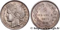 FRANCE 2 francs Cérès, sans légende GOUVERNEMENT DE LA DÉFENSE NATIONALE Bordeaux 1871 (27mm, 9,88g, 6h) -