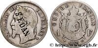 FRANCE 1 franc Napoléon III, tête laurée, contremarqué SE SATIRICAL COINS - 1870 WAR AND BATTLE OF SEDAN Strasbourg 1869 (23mm, 4,82g, 6h) -