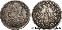 ITALY - PAPAL STATES - PIUS IX (Giovanni Maria Mas 5 Soldi an XXI ITALY - PAPAL STATES - PIUS IX (Giovanni Maria Mastai Ferretti) Rome 1866 (16mm, 1,22g, 6h) -