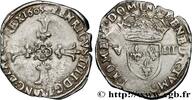 FRANCE Huitième d'écu, croix feuillue de face HENRY IV Angers 1605 (25mm, 4,66g, 9h) -
