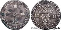 FRANCE Quart d'écu, croix bâtonnée et couronnée de face HENRY IV Saint-Lô 1607 (27,5mm, 9,57g, 2h) -