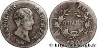 FRANCE Quart (de franc) Napoléon Empereur, Calendrier gré PREMIER EMPIRE / FIRST FRENCH EMPIRE Turin 1807 (15mm, 1,14g, 6h) -