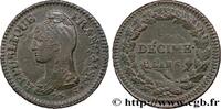 FRANCE Un décime Dupré, grand module, refrappage du 2 d DIRECTOIRE Paris 1797 (31,7mm, 18,87g, 6h) -