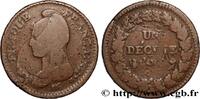 FRANCE Un décime Dupré, grand module, refrappage du 2 d DIRECTOIRE Paris 1797 (32mm, 21,57g, 6h) -