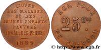 NECESSITY (EMERGENCY COINS AND JETONS OR TOKENS OF 25 kilos de Charbon - Oeuvre des Malades NECESSITY (EMERGENCY COINS AND JETONS OR TOKENS OF ) MISCELLANEOUS TOPICS Levallois-Perret 1899 (25mm, 4,56g, 12h) -