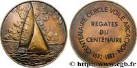 FRANCE Médaille, Centenaire du cercle de voile d’Arcachon MER ET MARINE : PAQUEBOTS, NAVIRES, BATEAUX 1982 (59mm, 80,43g, 12h) -