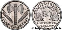 FRANCE 50 centimes Francisque, lourde, premiers exemplair FRENCH STATE Paris 1942 (17,99mm, 0,78g, 6h) -