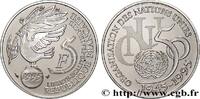 FRANCE Belle Épreuve 5 francs Cinquantenaire de l’ONU COMMEMORATIVE COINS MONNAIE DE PARIS Paris 1995 (29mm, 12,09g, 6h) -