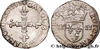 FRANCE Quart d'écu, croix de face CHARLES X, CARDINAL OF BOURBON Rouen 1592 (28,5mm, 9,34g, 11h) -