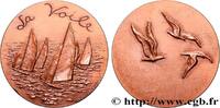 FRANCE Médaille, La voile MER ET MARINE : PAQUEBOTS, NAVIRES, BATEAUX Monnaie de Paris 1972 (68,5mm, 158,27g, 12h) -