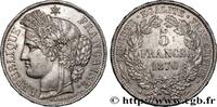 FRANCE 5 francs Cérès, avec légende GOUVERNEMENT DE LA DÉFENSE NATIONALE Paris 1870 (37mm, 24,96g, 6h) -