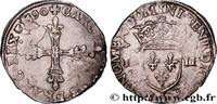 FRANCE Quart d'écu, croix de face CHARLES X, CARDINAL OF BOURBON Paris 1590 (29mm, 9,63g, 12h) -
