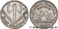 FRANCE 50 centimes Francisque, lourde, premiers exemplair FRENCH STATE Paris 1942 (18mm, 0,80g, 6h) -