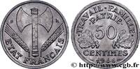 FRANCE 50 centimes Francisque, légère FRENCH STATE Beaumont-Le-Roger 1944 (18 mmmm, 0,71g, 6h) -