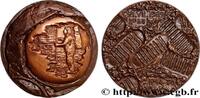 FRANCE Médaille, Neil Armstrong pose le pied sur la Lune CONQUÊTE DE L'ESPACE - EXPLORATION SPATIALE Monnaie de Paris 1970 (63mm, 191,05g, 12h) -