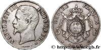 FRANCE 5 francs Napoléon III, tête nue SECOND EMPIRE Strasbourg 1855 (37mm, 24,83g, 6h) -