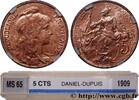 FRANCE 5 centimes Daniel-Dupuis III REPUBLIC 1909 (25mm, 5g, 6h) -