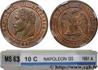 FRANCE Dix Centimes Napoléon III, tête laurée SECOND EMPIRE Paris 1861 (30mm, 10,00g, 6h) -