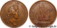 FRANCE Médaille, Marine française, refrappe MER ET MARINE : PAQUEBOTS, NAVIRES, BATEAUX (1670) (41mm, 32,15g, 12h) -