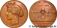 FRANCE Médaille, Palais du Trocadéro, Exposition Universe EXPOSITIONS UNIVERSELLES 75 - Paris 1878 (50,5mm, 58,82g, 12h) -