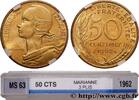 FRANCE 50 centimes Marianne, col à trois plis V REPUBLIC Paris 1962 (25mm, 7,00g, 6h) -