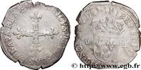 FRANCE Quart d'écu, croix bâtonnée et fleurdelisée de fac HENRY IV La Rochelle 1607 (31,5mm, 9,68g, 2h) -