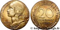 FRANCE 20 centimes Marianne, frappe fautée sur flan de 10 V REPUBLIC Pessac 1982 (21,15mm, 2,97g, 6h) -