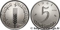 FRANCE Essai-piéfort acier de 5 centimes Épi PIEFORTS Paris 1961 (19mm, 6,57g, 12h) -