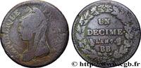 FRANCE Un décime Dupré, grand module DIRECTOIRE Strasbourg 1799 (32mm, 17,82g, 6h) -