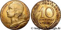 FRANCE 10 centimes Marianne, fautée frappée sur un flan d V REPUBLIC Pessac 1981 (17,5mm, 2,01g, 6h) -