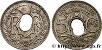 FRANCE 5 centimes Lindauer, petit module, double perforat III REPUBLIC 1936 (17mm, 2g, 6h) -
