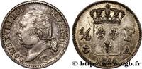 FRANCE 1/4 franc Louis XVIII LOUIS XVIII Paris 1824 (15mm, 1,26g, 6h) -