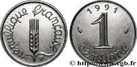 FRANCE 1 centime Épi, frappe monnaie V REPUBLIC Pessac 1991 (15,01mm, 1,65g, 6h) -