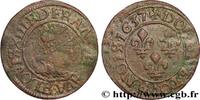 FRANCE Double tournois, type 9 de Villeneuve LOUIS XIII Saint-André de Villeneuve-lès-Avignon 1637 (20,5mm, 3,23g, 6h) -
