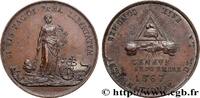 FRANCE Médaille, Congrès international de la paix FRANC - MAÇONNERIE Suisse, Genève 1867 (33,5mm, 20,83g, 12h) -